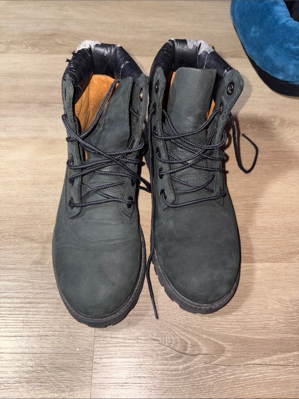 Timberland Blacm Lace-Up Boots with Orange Lining